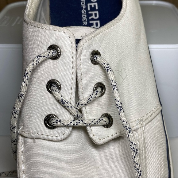 Sperry Top Sider Men's 11.5 Halyard Boat Shoes Tie Canvas 3 Eye White STS19141 - Picture 12 of 15